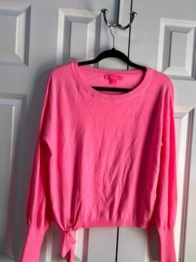 Lilly Pulitzer Pink Tie-Hem Crewneck Sweater